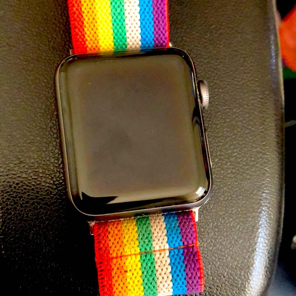 Apple Watch series 3. The cover case is cracked a little but the watch is fine.